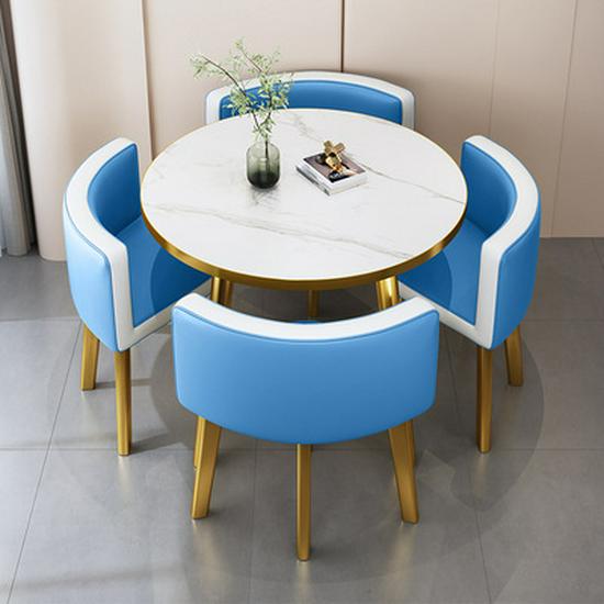 Modern Reception & Meeting Table Set: Office & Leisure Round or Square Dining Table with Chairs.