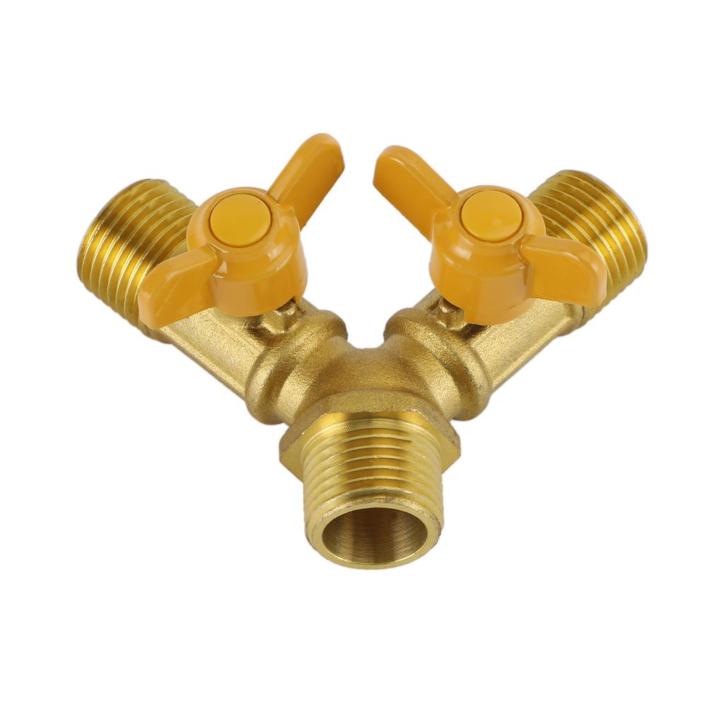 3 Way Shut Off Ball Valve 1/2" Hose Barb 2 Switch Brass Y Shaped Valve