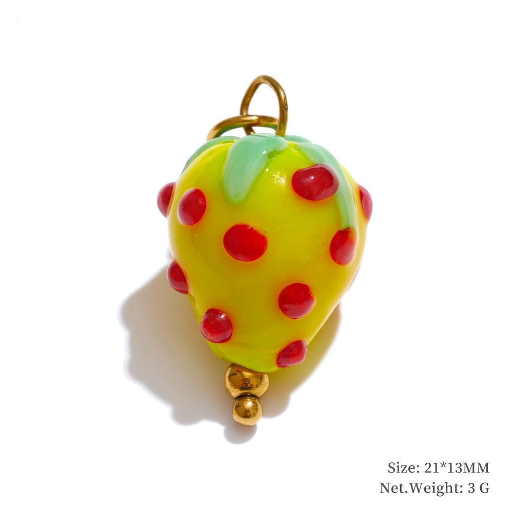 Yhpup 1PC Cute Enamel Enamel Star Flower Cherry Strawberry DIY Accessories Charm Pendants for Necklace Bracelet Earrings Making