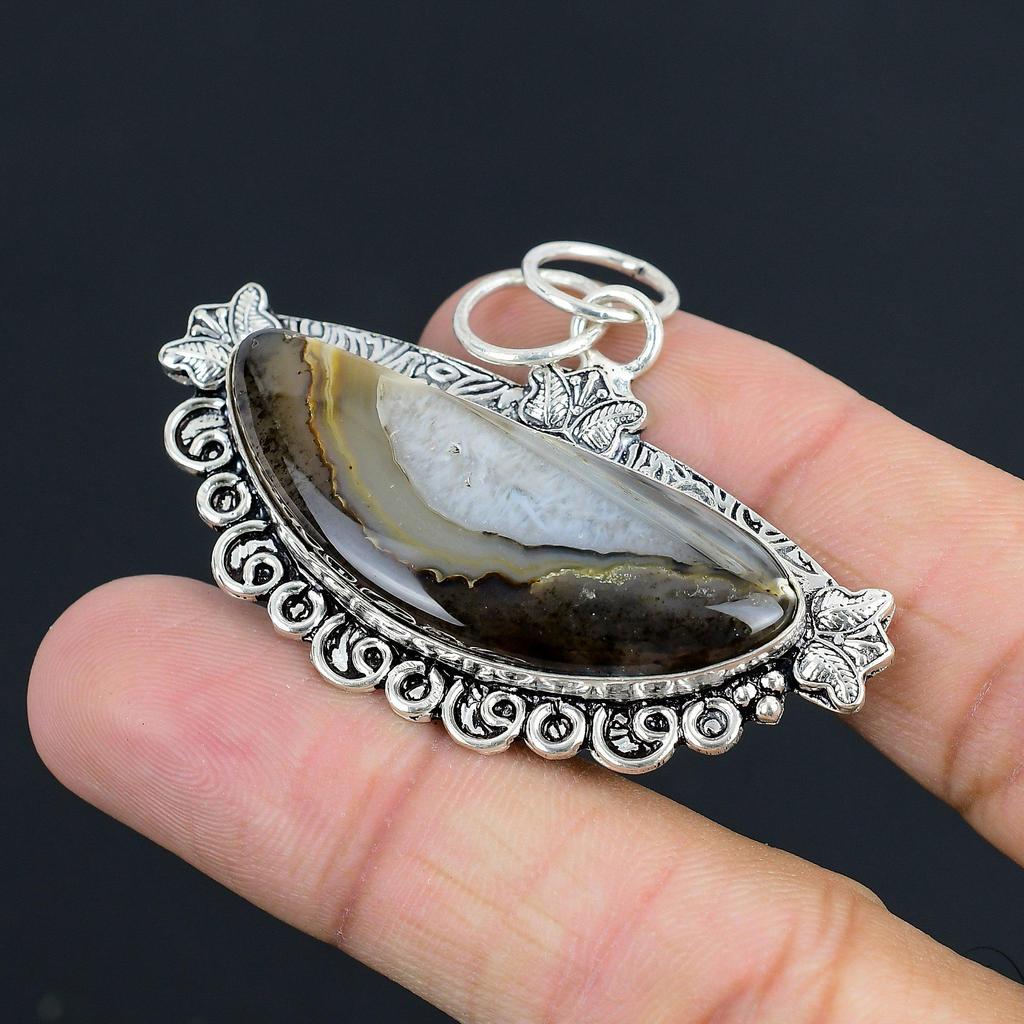 Sisters Day Deal 925 Silver Natural Montana Agate Daughter Handcrafted Pendant