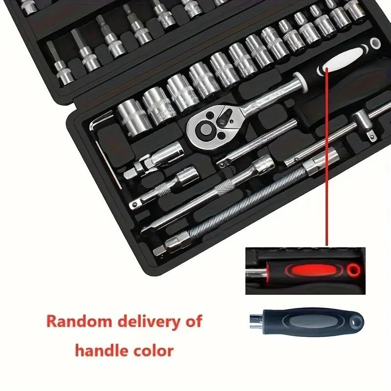 46 Piece/Set of Car Repair Tool Kit 1/4-Inch Socket Set Car Repair Tool Ratchet Torque Wrench Combo Auto Repairing Tool Set