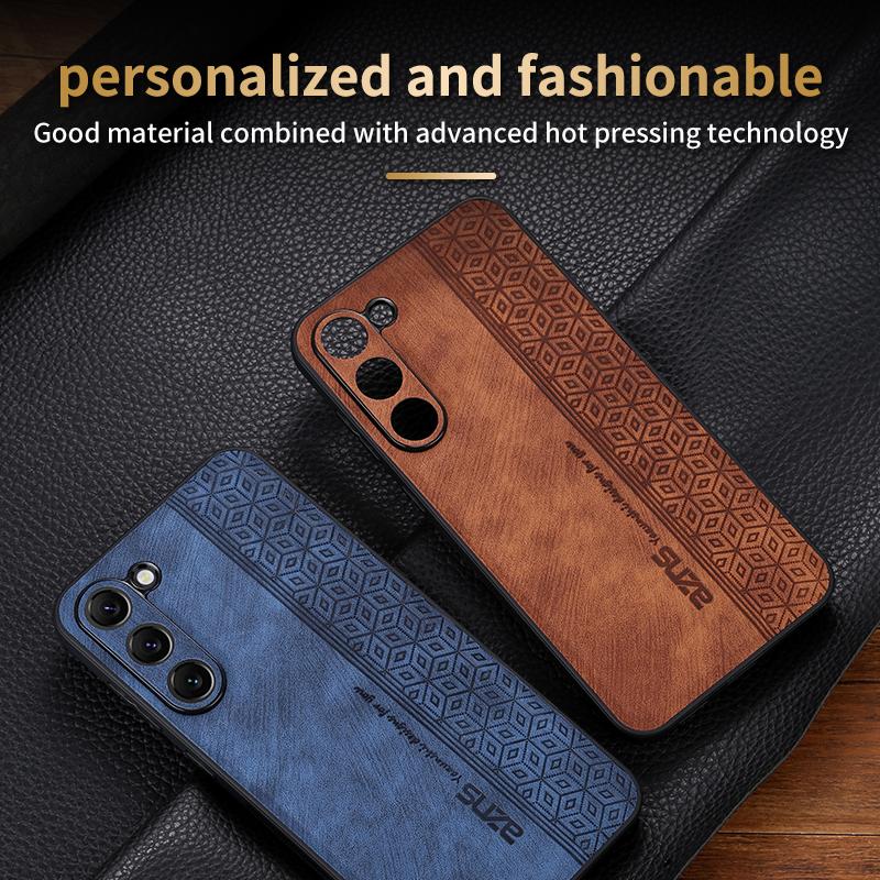 AZNS For Samsung Galaxy S24 Case Imprinted PU Leather+TPU Shock Absorbing Smartphone Shell