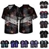 Men's Halloween Print Scrub Top V-Neck with Pockets Comfort Fit Work Uniform for Daily Use