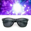 3D Heart Effect Diffraction Glasses Women Sunglasses Rectangle Rainbow Kaleidoscope Festival Party Style Eyewear Clear/Gray Lens