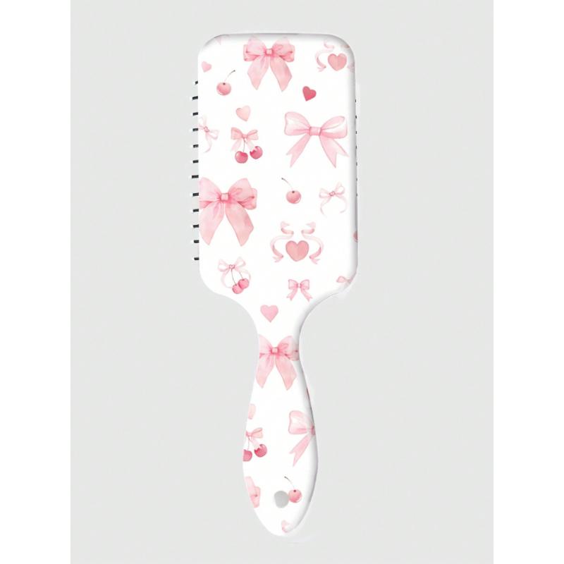 1pc Pink Bowknot Designed Hair Cushion Comb, Anti-Static Smooth Massage Paddle Hair Brush For Home Use