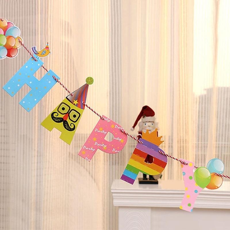 Grattis på födelsedagsfesten Söt kransdesign Födelsedagsfest Bunting Banners