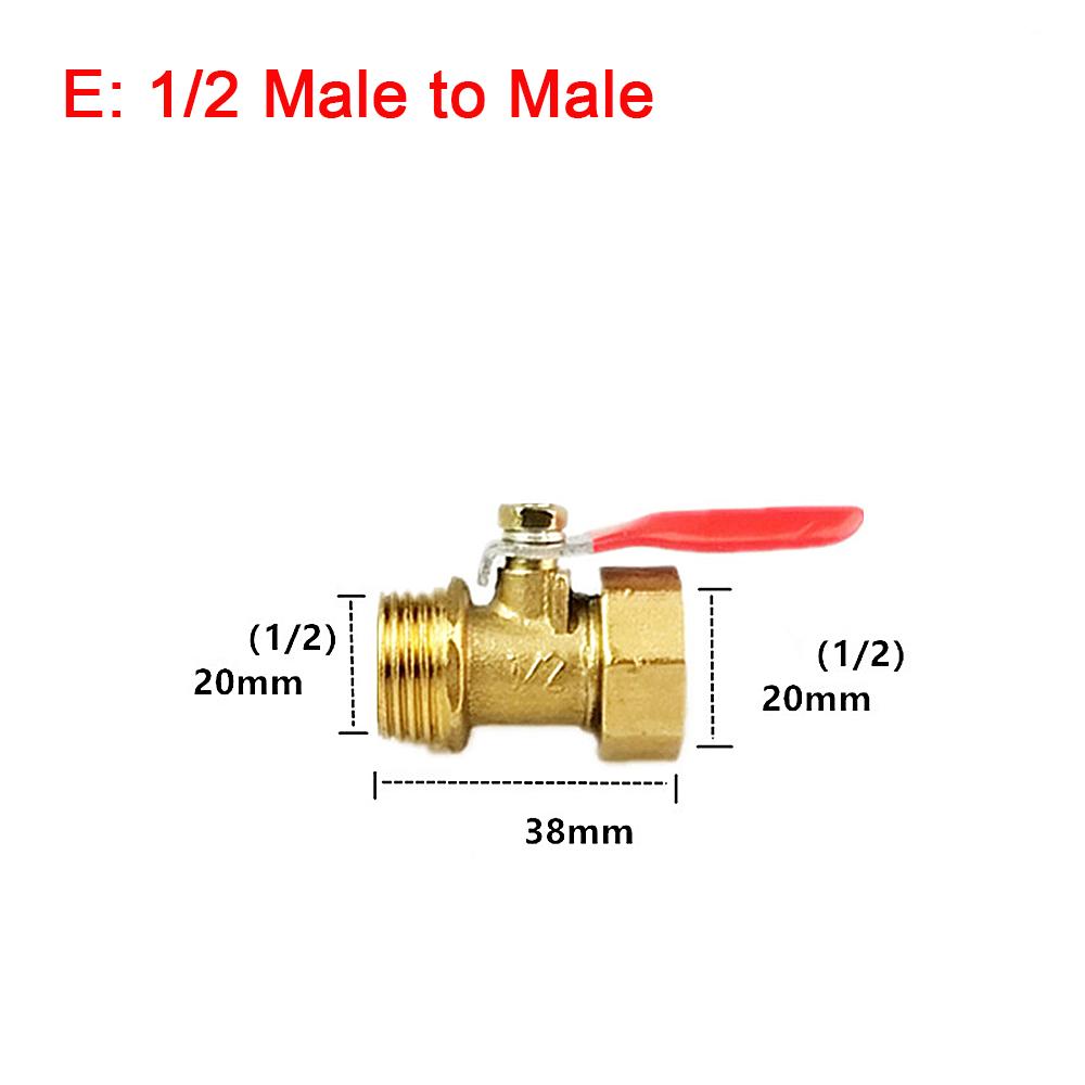 1/4" 1/2" BSP Female Male Thread Two Way Brass Pneumatic Shut Off Ball Valve Pipe Fitting Connector Coupler Adapter