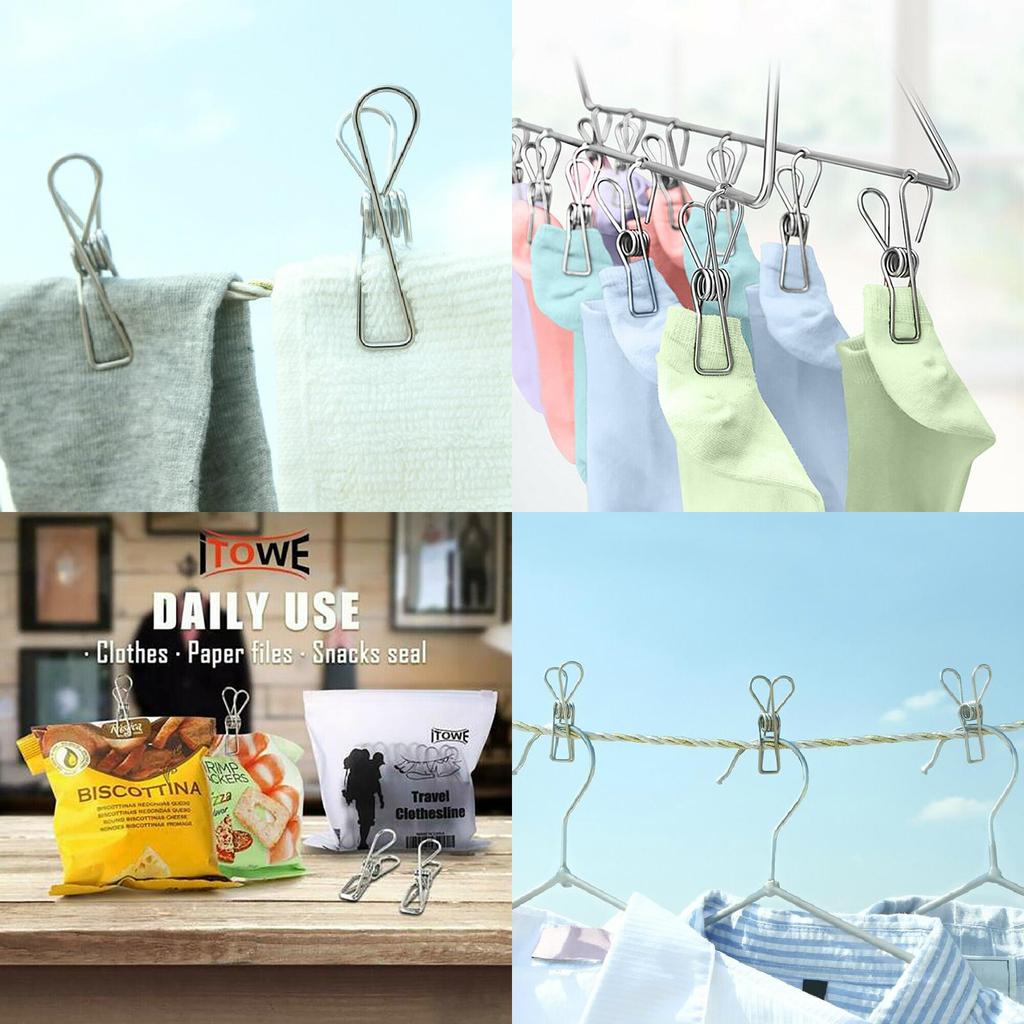 High Quality 20x Stainless Steel Clips For Effortless Laundry Drying And Compact Storage Solutions