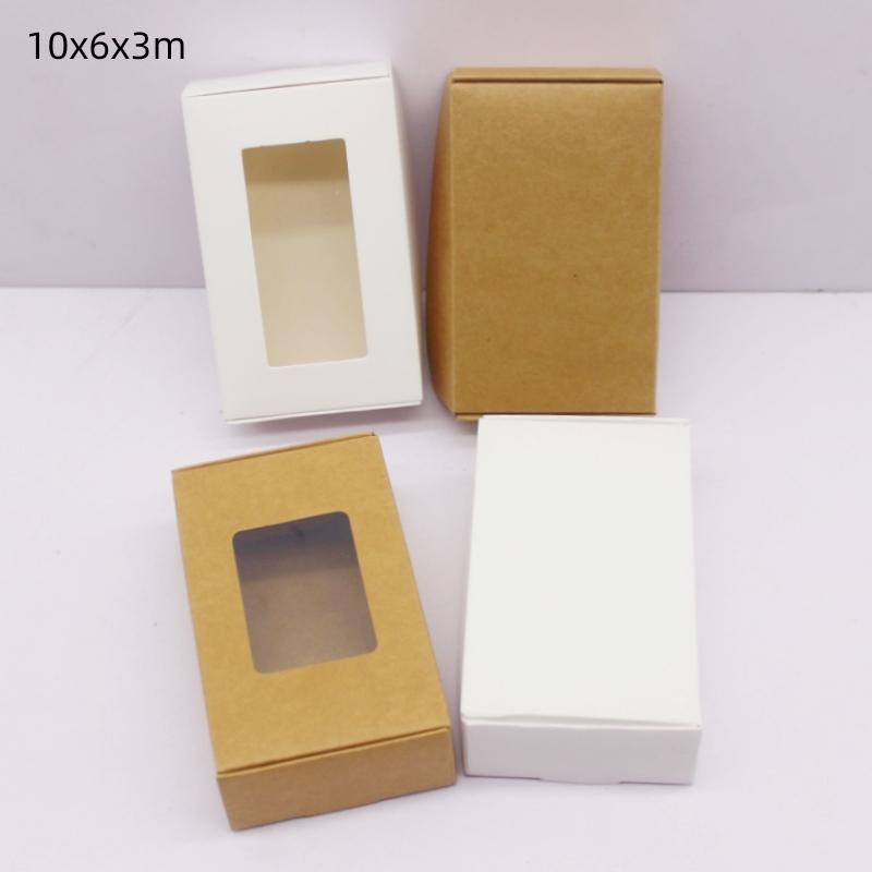 10 pcs various sizes of white/kraft paper boxes, used for holiday gift candy packaging, jewelry packaging