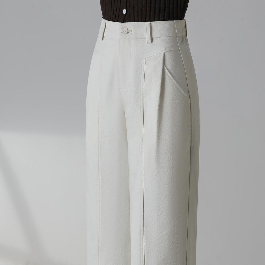 Hengyuanxiang Damen Baumwolle Hohe Taille Schlankmachende Weitbein-Hose - Elastisch, Lässig, Fließender Anzug für Frühling/Herbst