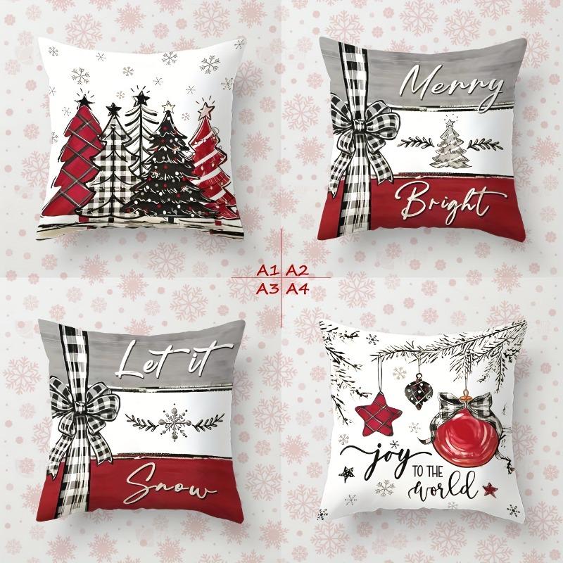 

4pcs Festive Christmas Throw Pillow Covers Snowflakes Reindeer Design Winter Christmas Farmhouse Home Decor No Inserts Included 450*450mm