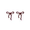 Temperament Encore Red Hollow Bowknot Stud Geometry Earring Jewelry Christmas Girl Friend Gift