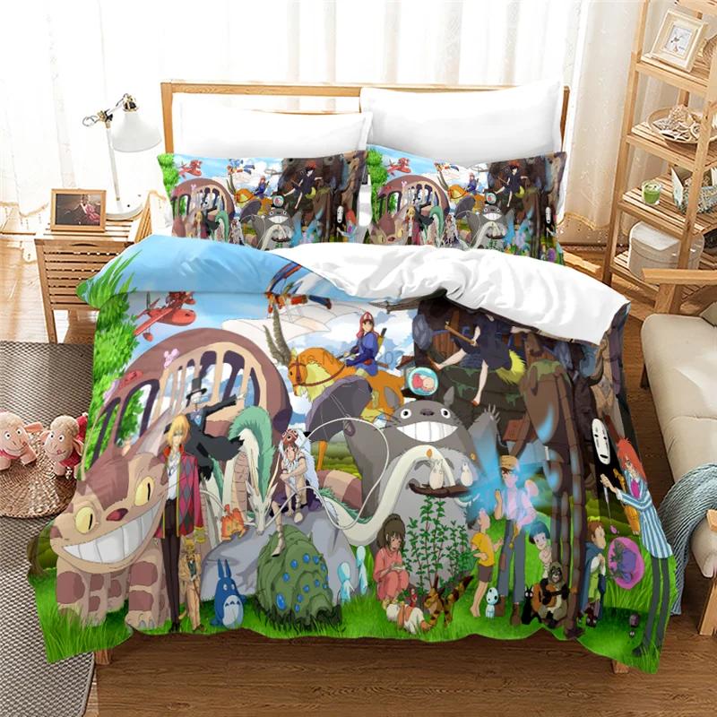 My Neighbor Totoro Cartoon 3d Bedding Set Anime Twin Full Queen King Comforter Cover Set with Pillowcase 2/3pcs Duvet Cover Sets