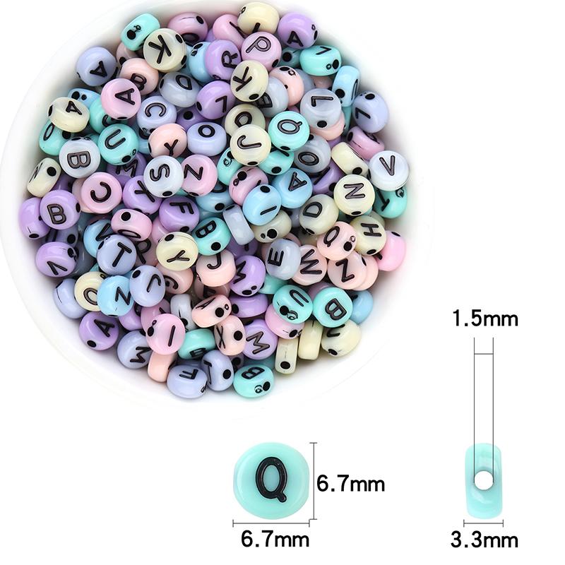 100pcs/Lot Mixed Round Flat Acrylic Letter Beads Alphabet Digital Cube Loose Spacer Beads For Jewelry Making Diy Bracelet