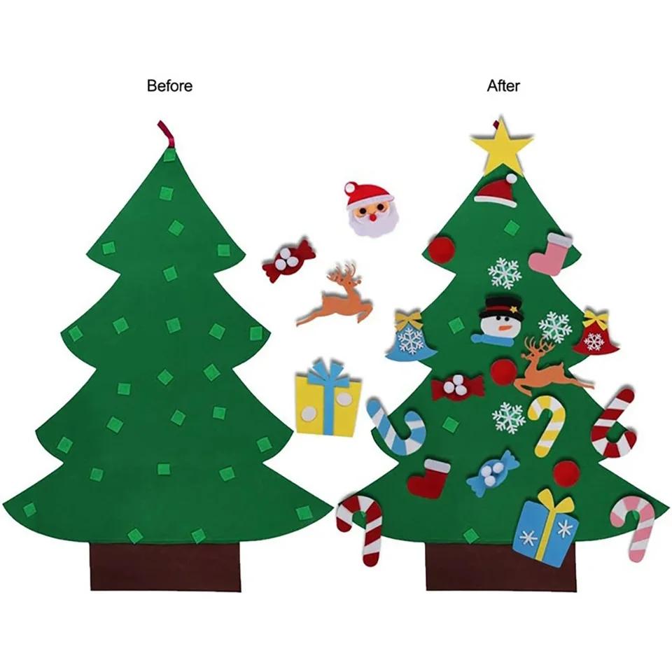26pcs/Set DIY Felt Christmas Tree Merry Christmas Decorations Santa Claus New Year Ornament for Home Party Decor Girls Boys Gift