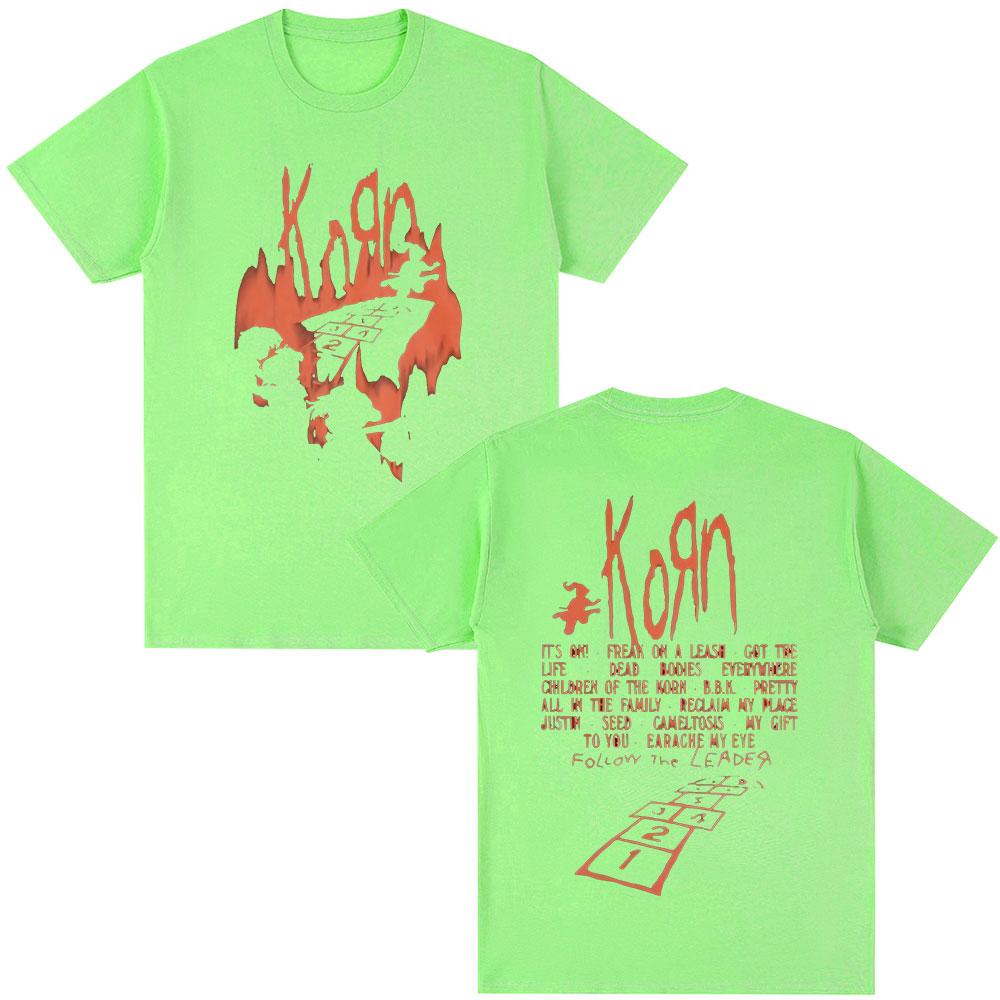 Korn Follow The Leader Album T Shirt Metal Gothic Rock Band T Shirts Men's Clothing Fashion Vintage Oversized T-shirt Streetwear