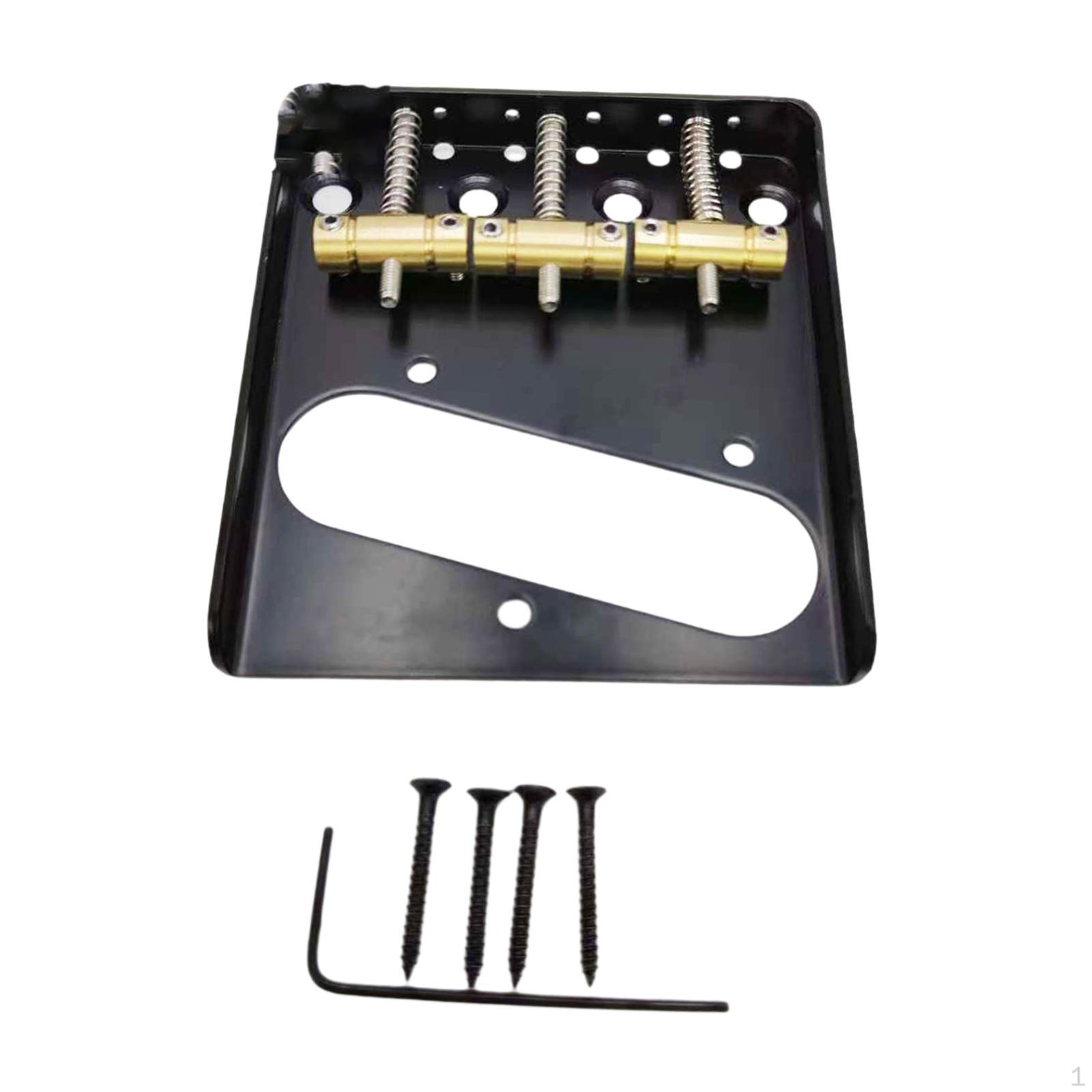 

Комплект бриджей для 3-струнной электрогитары с латунными седлами и простым установочным комплектом чёрный