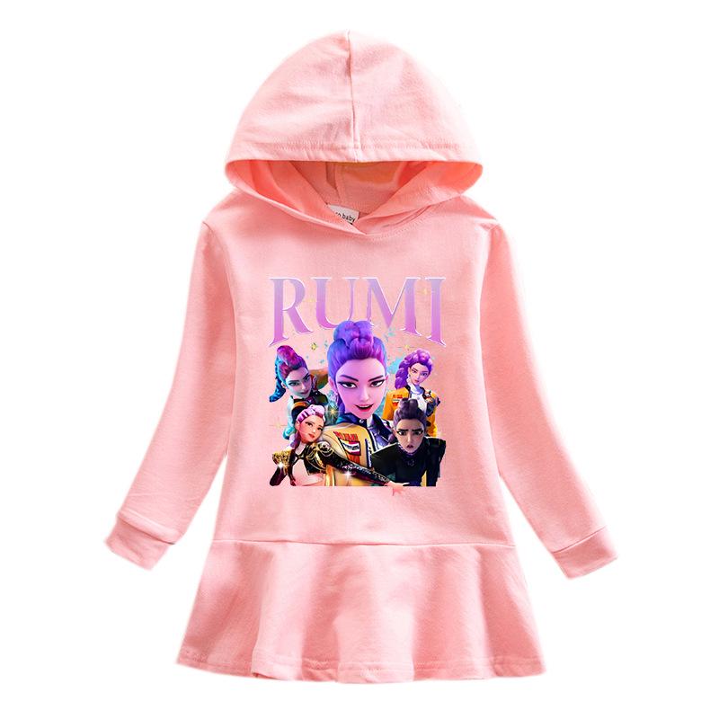 Spring & Autumn K-pop Demon Hunter Girl Hooded Rainbow Princess Dress