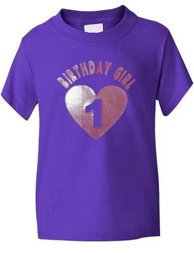 

Birthday Girl Age 1 One Girls Kids T-Shirt In Glitter Birthday Gift Age 1-13 2XL