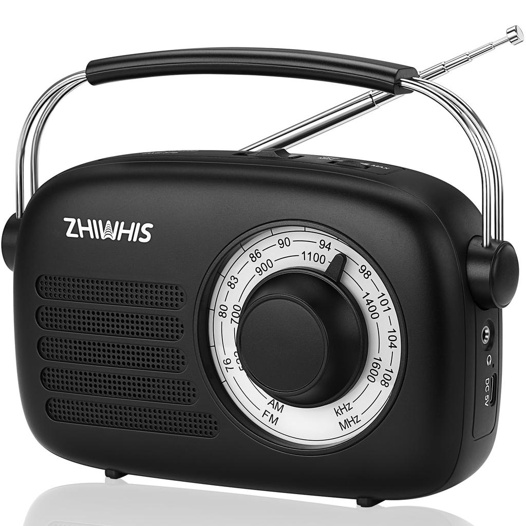 ZHIWHIS Portable Desktop Radio with FM DSP High 2000mAh Lithium Battery or Battery Large Ideal for Seniors and Disaster New for FM/AM/Wide Support,