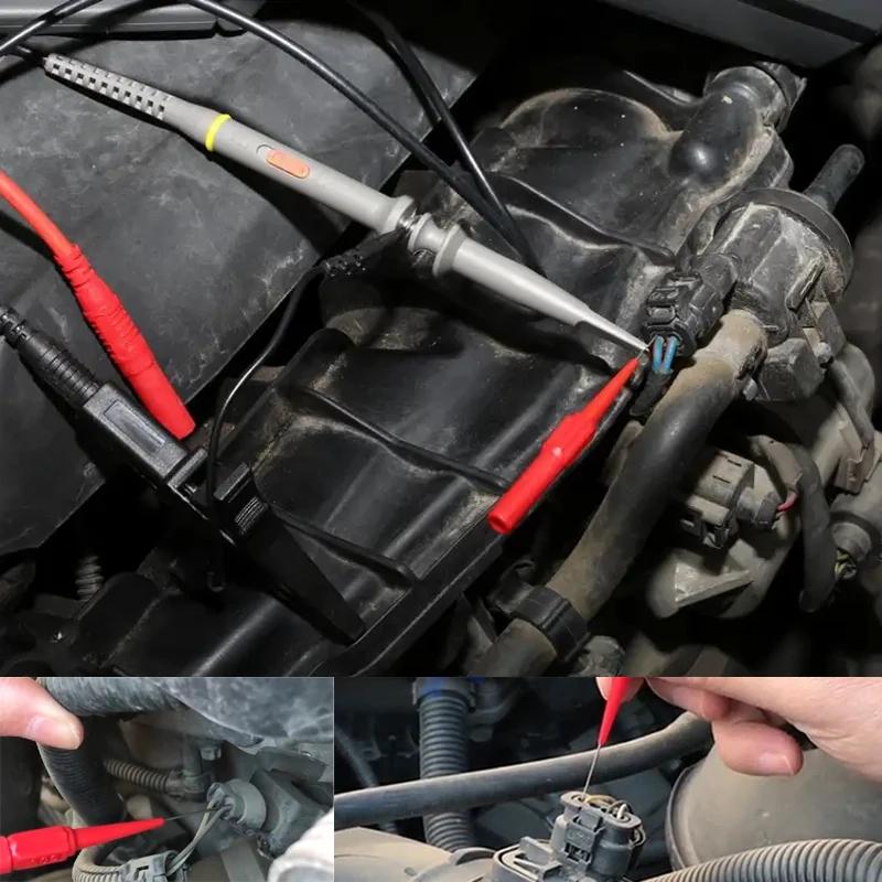 1/2pcs Aiguille de Perforation d'Isolation Sondes de Test Multimètre Non Destructives Rouge/Noir 30V-60V Pour Fiche Banane