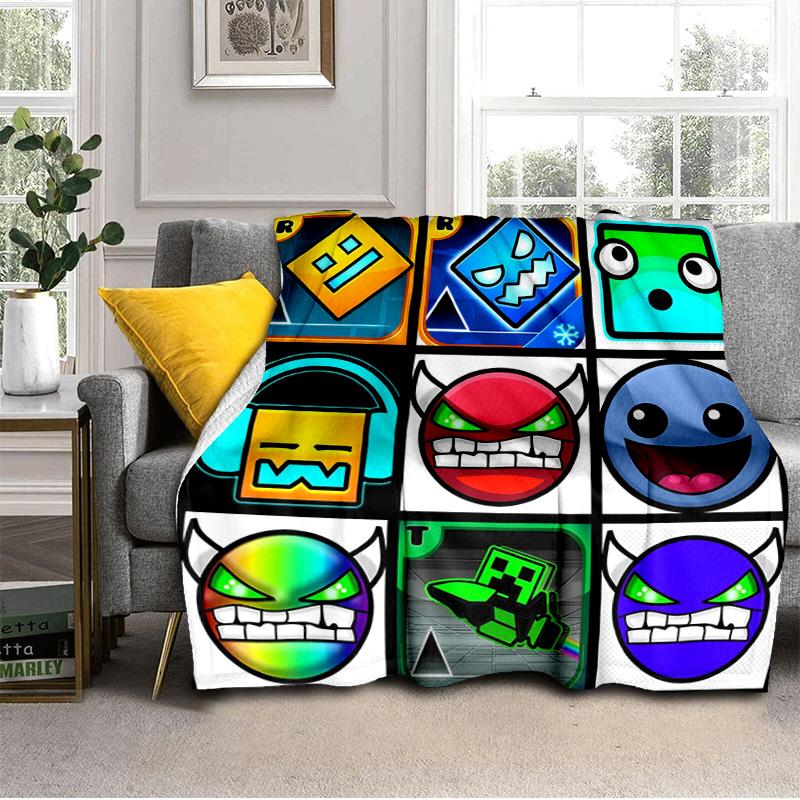 Coperta Colorata con Personaggi di Geometry Dash Adatta per Divani, Letti, Uffici e Campeggio - Regalo Perfetto per Halloween Natale