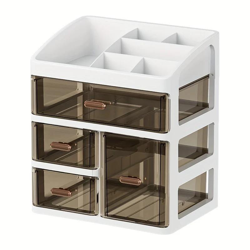 A cosmetic storage box with drawers, a large capacity dust-proof skincare display rack, and countertop organizer