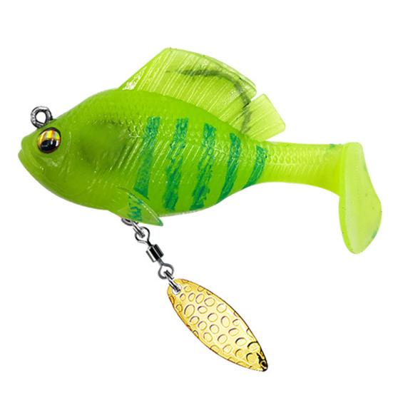 6CM/10G/14G Paddelschwanz Angelköder mit Hakenspinner 3D Augen Swimbait Künstlicher weicher Köder Süßwasser Salzwasser Barsch Forelle Angelzubehör