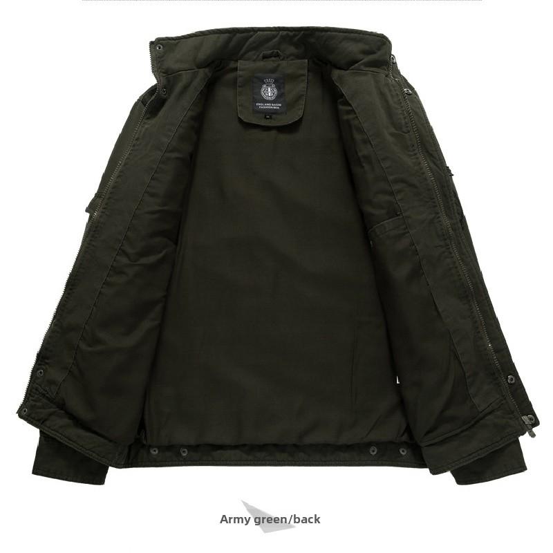 2026 Spring Men's Cotton Military Jacket Plus Size Casual Work Jacket