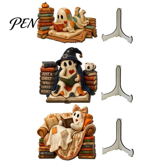 Spooky Home Decor for Festival Halloween Cute Ghost Ornament, Cartoon Festive Wooden Statue, Rustic Ornaments Creative Ornament Party Atmosphere Props