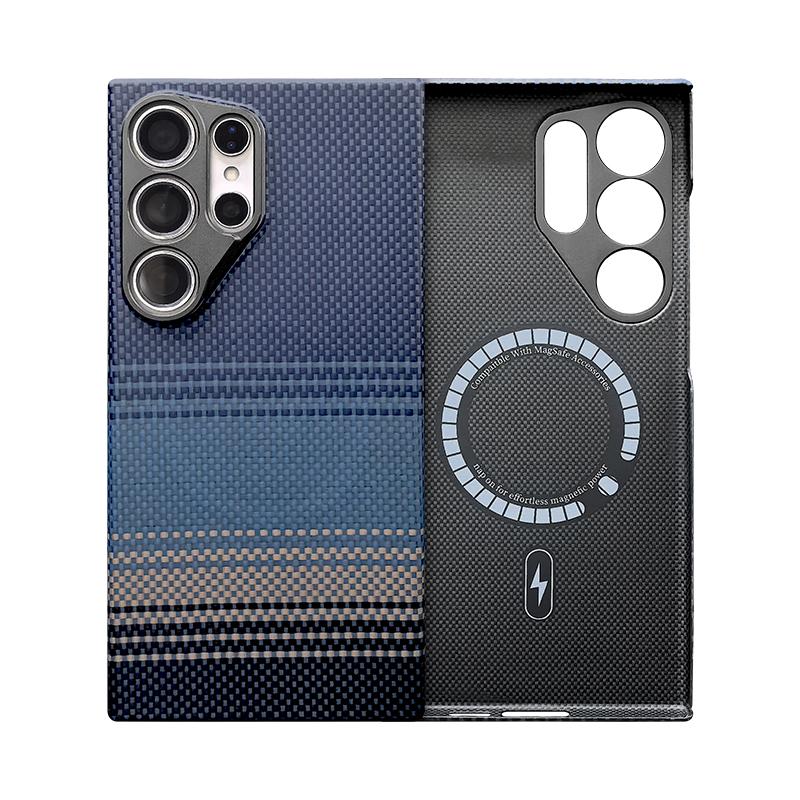 Aramid Fiber Luxury Lightweight Phone Case for for 23 S24 S25 Ultra Shockproof Anti-Fingerprint Magnetic Mobile Phone