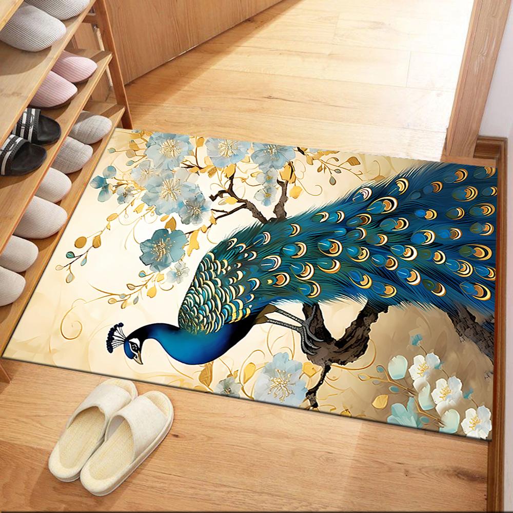 Elegant Peacock Fantasy Art Floor Mats for Living Room, Bedroom and Room Decoration Are Suitable for Gifts.