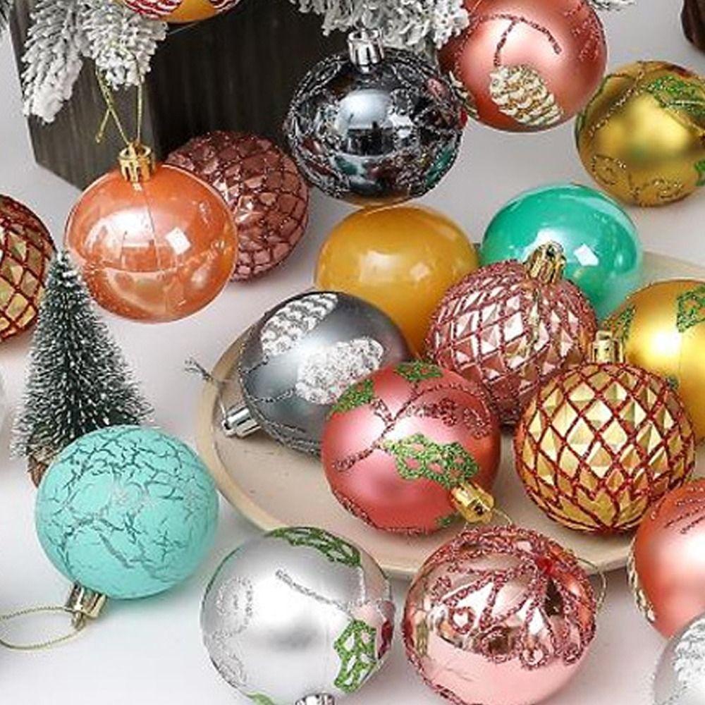 12pcs Shatterproof Painted Christmas Balls Pendant  Home New Year Festival Gift
