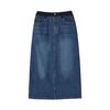 LAP Cotton Front & Back Contrast Denim Long Skirt Aq3Ds863