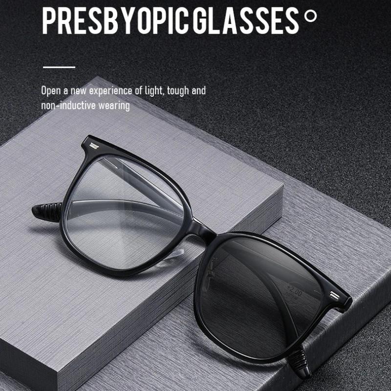 New Round Pochromic Reading Glasses Fashion Anti-blue Light Presbyopia Glasses Trendy Color Changing Sun Glasses To +4.0
