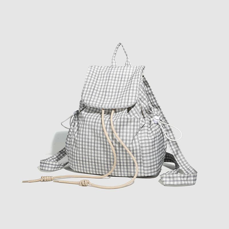 Zaino alla moda, leggero e retrò con grande capacità, borsa da scuola a scacchi casual e versatile per il pendolare