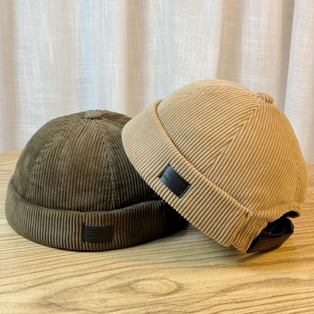 Corduroy Melon Skin Hat for Men and Women Japanese Style Fashionable and Versatile Landlord Hat Autumn and Winter Ruffian Hip Hop Sailor Hat