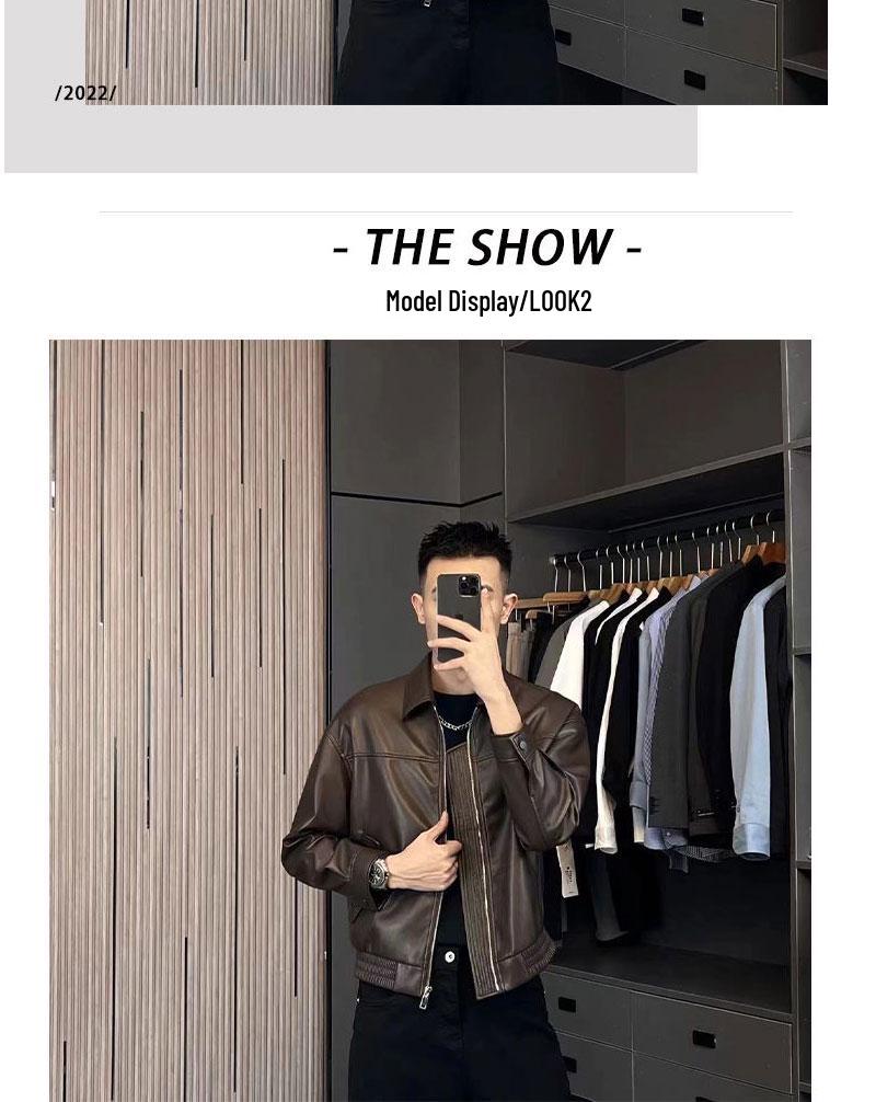 Sleek Men's Autumn/Winter Leather Motorcycle Jacket - Stylish Lapel Design, Cool & Handsome Outerwear, High-Quality Soft Leather