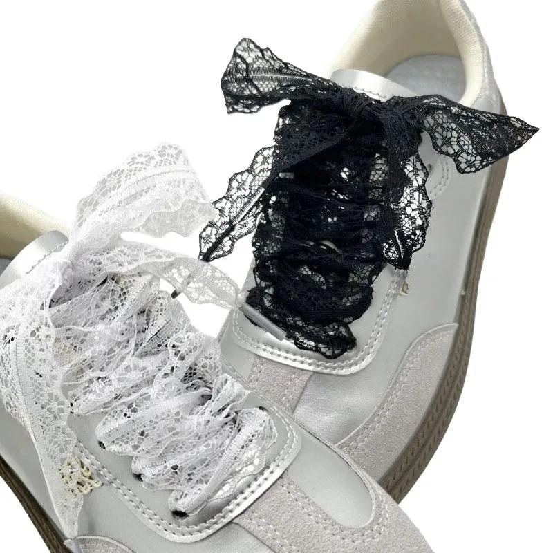 Lacci per Sneaker da Donna e Ragazze Lacci Piatto Larghi Carini Lacci Neri Bianchi Accessori per Scarpe Casual Moda