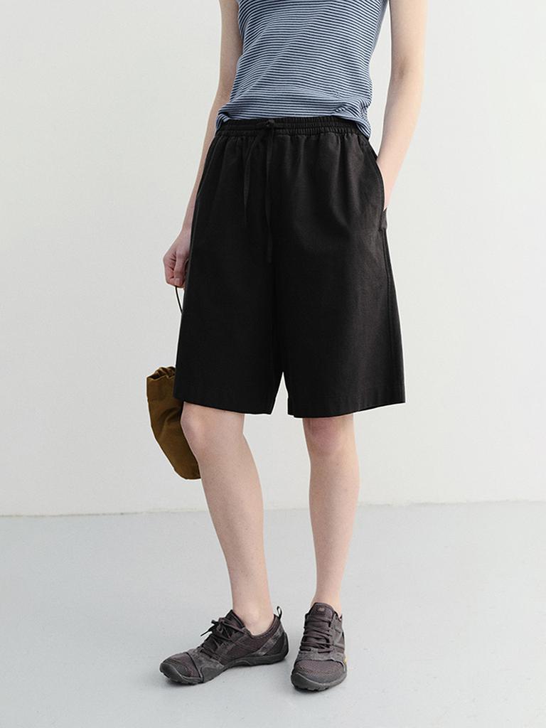 Deonseuteu Unisex Pajama Bermuda Shorts_Udpa6B122_Black