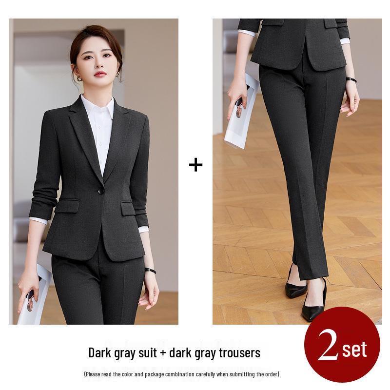 Women's Navy Blue Workwear Shirt and Suit Set for Post Office Bank Employees