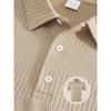 Mens Casual Two Piece Outfit Waffle Knit Short Sleeve Polo Shirt And Drawstring Shorts Set
