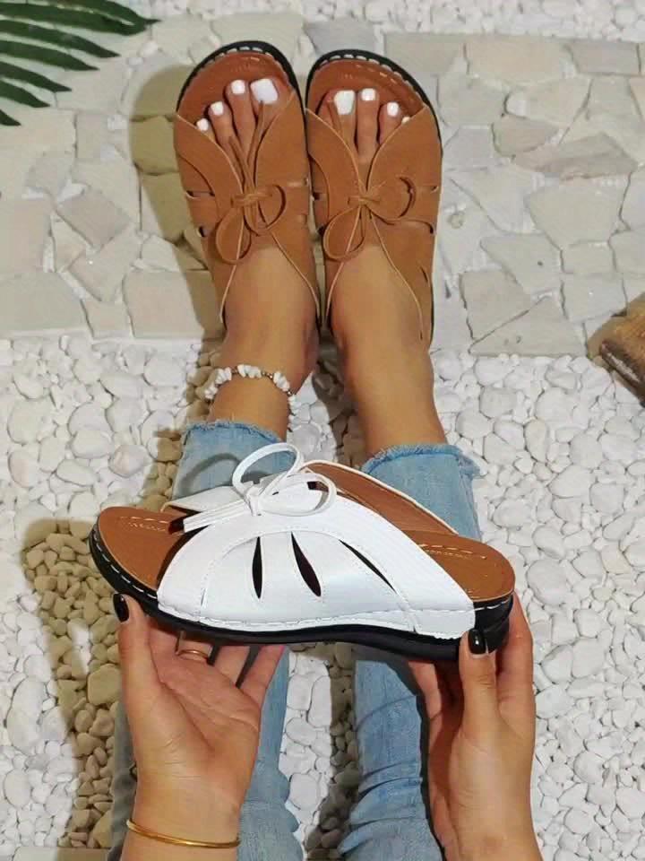 Ladies Fashion White Bow Sliding Sandals