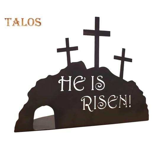 

Пасха Он воскрес Настольная вывеска Фермерский деревенский деревянный пустой гроб орнамент Пасхальная сцена Домашний офис стол центральный элемент праздничное украшение