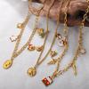 Fashion DIY Colorful Cartoon Pendant Necklace Stainless Steel Gold Plated Trend Jewelry