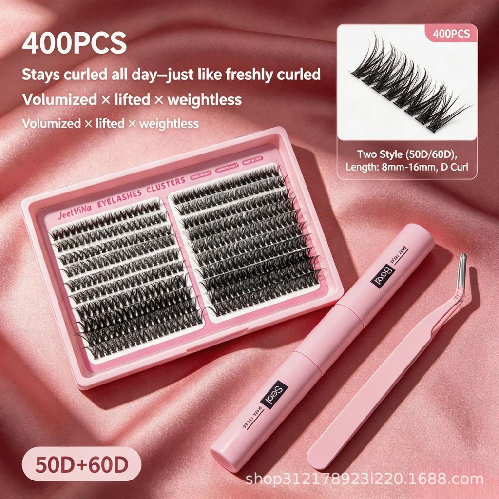 False Eyelash Set Glue Single Cluster Dense Glue-Free Exaggerated Super Long Whole Large Capacity Eyelash Book