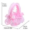 Wedding Flower Girl Basket with Lace Trim Handle Bowknot Flower Baskets for Wedding Ceremony Party Floral Arrangement