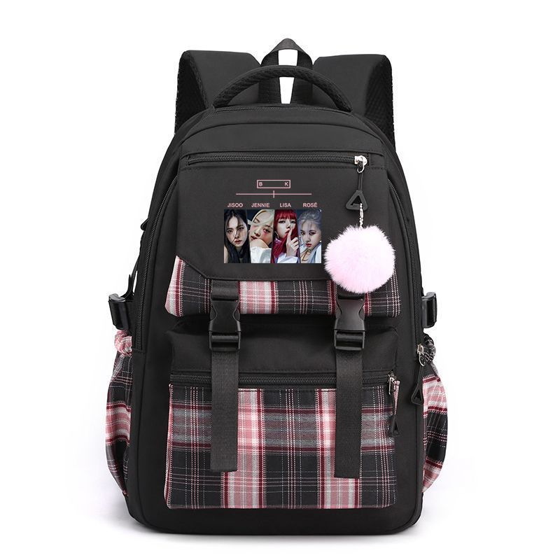 Korean Style Printed Nylon Backpack for Students Large Capacity School Bag Fashionable Commute Shoulder Bag with 15 Inch Laptop Compartment KTB