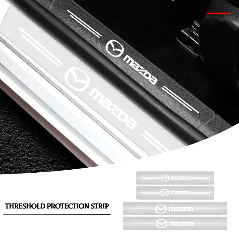 4Pcs Car Threshold Protector Transparent Decorative Badge 3D Sticker For Mazda 3 6 CX5 2 CX3 CX9 MX5 RX8 Axela Demio MS CX5 2 Axela Demio Atenza MS GJ