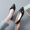 Fashion Shoes for Women Slip-on Pearl Low Heel Elegant Pointed Toe Woman Flats Stylish Lastest Genuine Mark Offer Korean Style Promotion